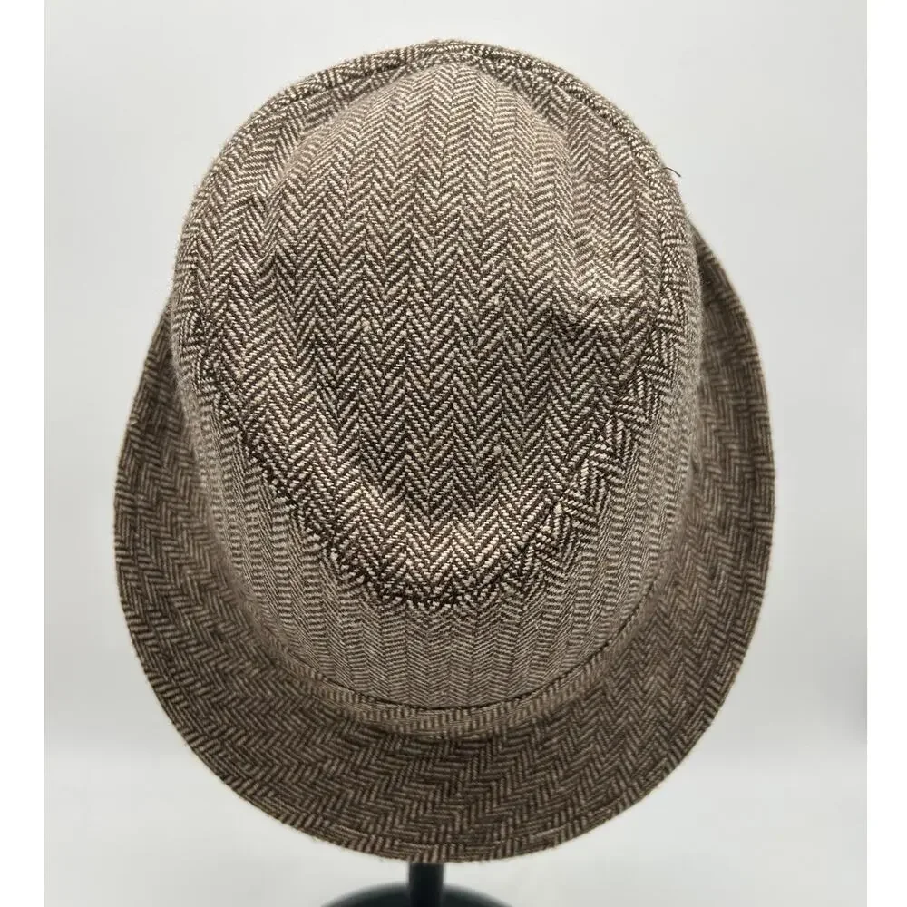 Isaac Shalom Vintage 90s Herringbone Fedora Hat Unisex One Size 23